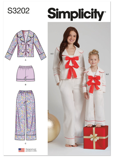 Simplicity S3202 | Simplicity Sewing Pattern Children's and Misses' Lounge Top, Shorts and Pants | Front of Envelope