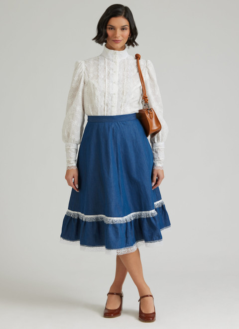 Simplicity S3214 | Simplicity Sewing Pattern 1980s Misses' Skirt, Blouse and Unlined Quilted Jacket by Gunne Sax by Jessica McClintock