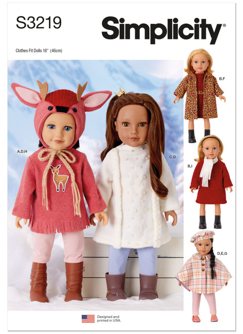 Simplicity S3219 | Simplicity Sewing Pattern 18" Doll Clothes | Front of Envelope