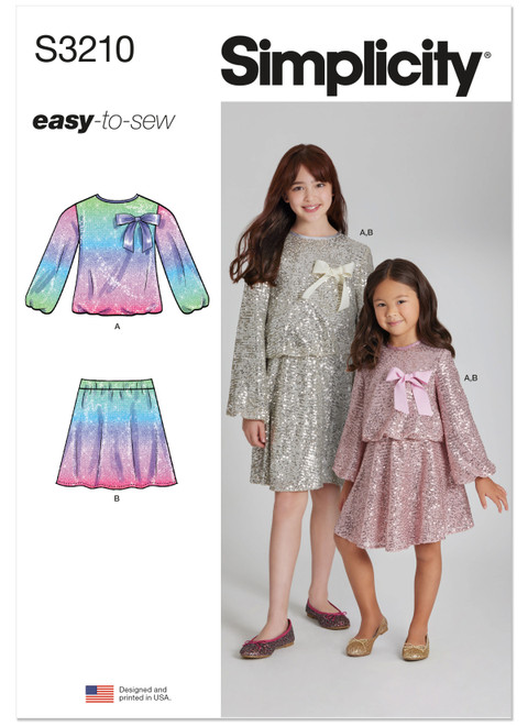 Simplicity S3210 | Simplicity Sewing Pattern Children's and Girls' Two-Piece Dress | Front of Envelope