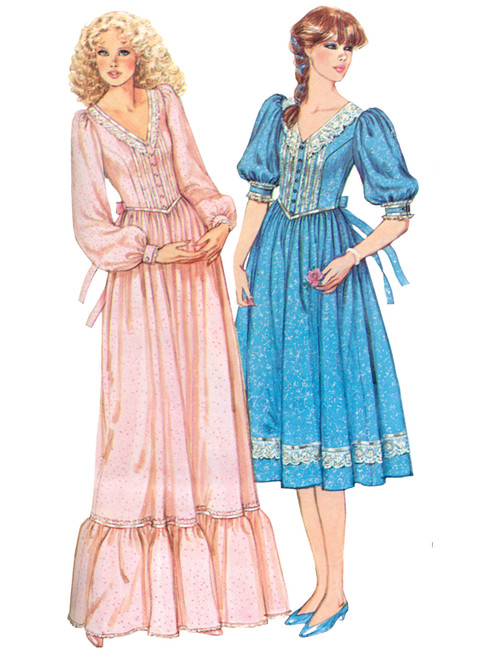 S3213 | Simplicity Sewing Pattern 1980s Misses' Lace Trimmed Dress