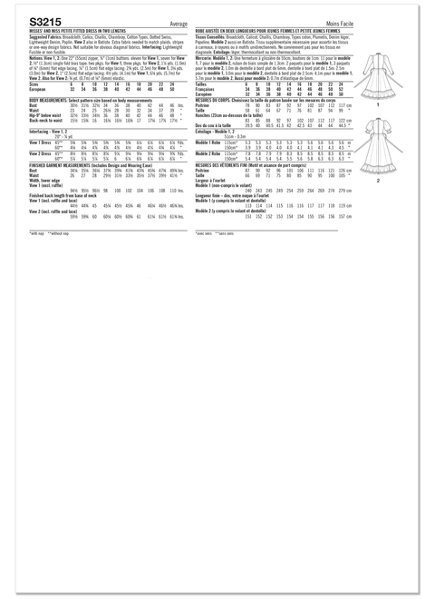 Simplicity S3215 | Simplicity Sewing Pattern 1980s Misses' and Miss Petite Fitted Dress in Two Lengths by Gunne Sax by Jessica McClintock | Back of Envelope