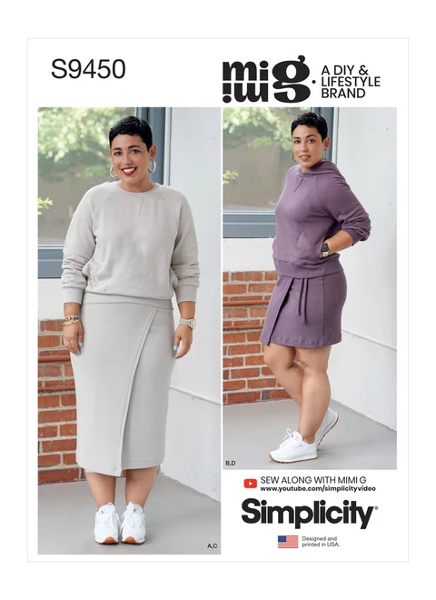 Simplicity S9450 | Misses' Knit Tops and Skirts | Front of Envelope
