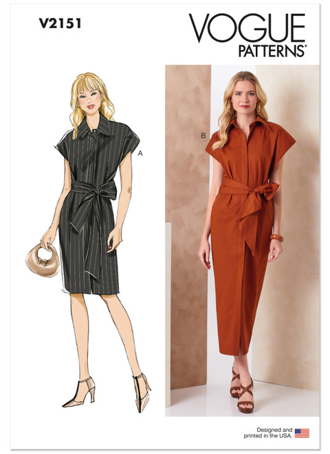 Vogue Patterns V2151 | Vogue Patterns Misses' Shirtdress in Two Lengths and Sash | Front of Envelope