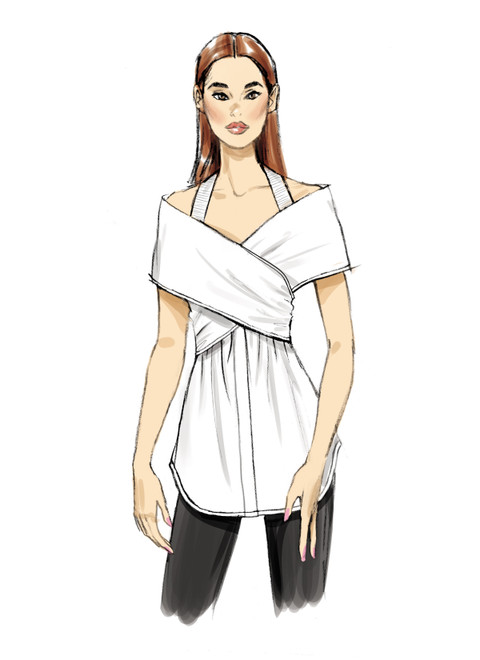 Vogue Patterns V2158 | Vogue Patterns Misses' Draped Top with Sleeve Variations