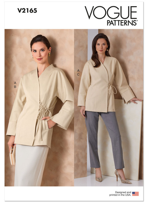 Vogue Patterns V2165 | Vogue Patterns Misses' Wrap Jacket, Slim Midi Skirt and Straight Leg Pants | Front of Envelope
