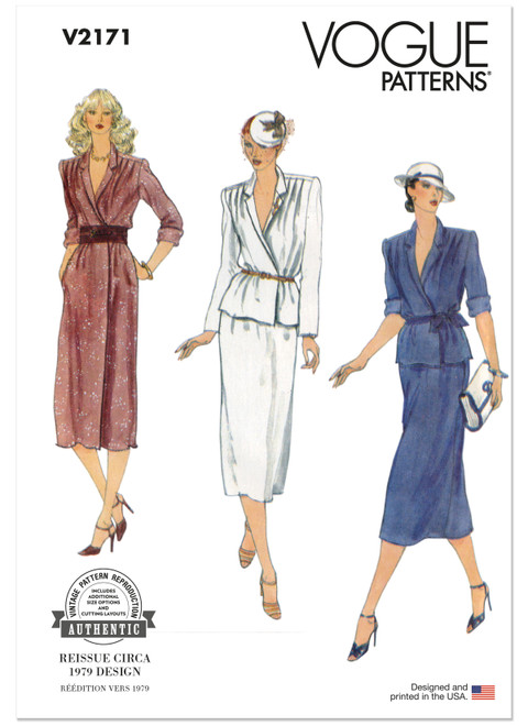 Vogue Patterns V2171 | Vogue Patterns 1970s Misses' Vintage Dress, Top and Skirt | Front of Envelope