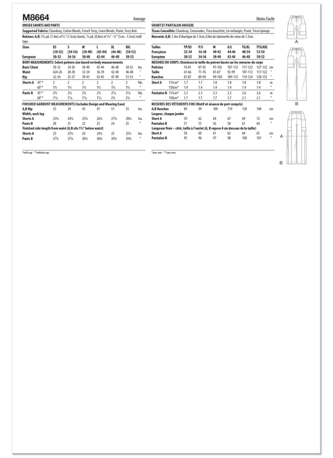 McCall's M8664 | Unisex Shorts and Pants | Back of Envelope