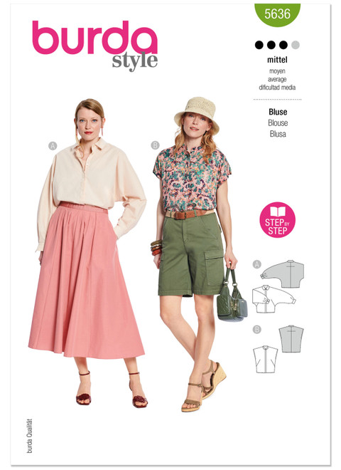 Burda Style BUR5636 | Burda Style Pattern 5636 Misses' Blouse | Front of Envelope