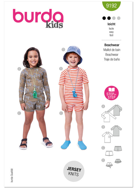 Burda Style BUR9192 | Burda Style Pattern 9192 Children's Beachwear | Front of Envelope