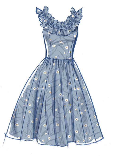 McCall's M8650 | Misses' and Miss Petite Ruffle Neck Midi Dress