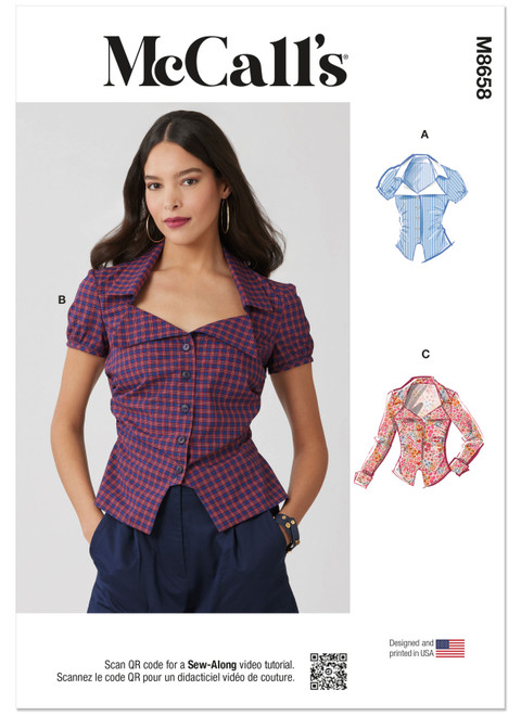 M8658 | Misses' Woven Top with Sleeve Variations | McCall's