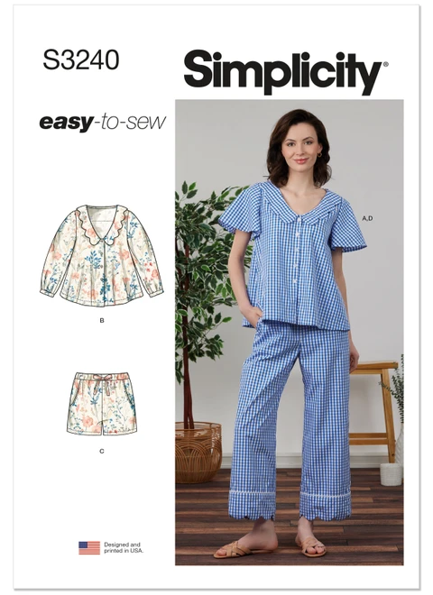 Simplicity S3240 | Simplicity Sewing Pattern Misses' Sleep Set | Front of Envelope
