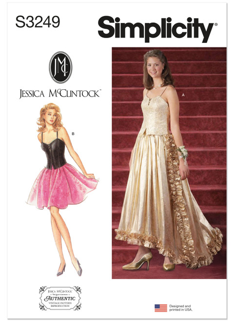 Simplicity S3249 | Simplicity Sewing Pattern 1990s Misses' and Miss Petite Two Piece Dress by Jessica McClintock | Front of Envelope