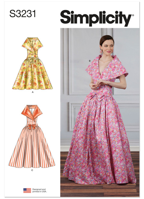 Simplicity S3231 | Simplicity Sewing Pattern Misses' Drop Waist Dress in Two Lengths | Front of Envelope