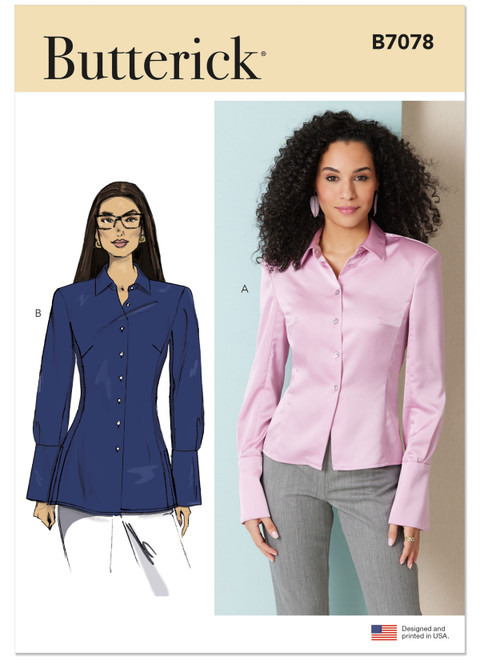 Butterick B7078 | Butterick Sewing Pattern Misses' Shirt in Two Lengths | Front of Envelope