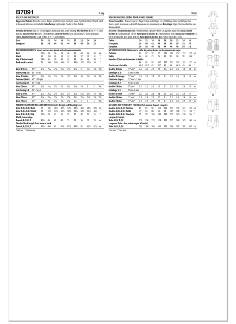 Butterick B7091 | Butterick Sewing Pattern 1960s Misses' One-Piece Dress | Back of Envelope