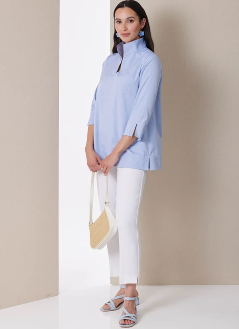 Butterick B7080 | Butterick Sewing Pattern Misses' Stand Collar Blouse with Sleeve Variations