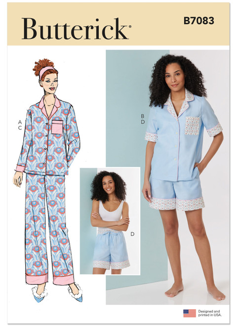 Butterick B7083 | Butterick Sewing Pattern Misses' Pajamas | Front of Envelope