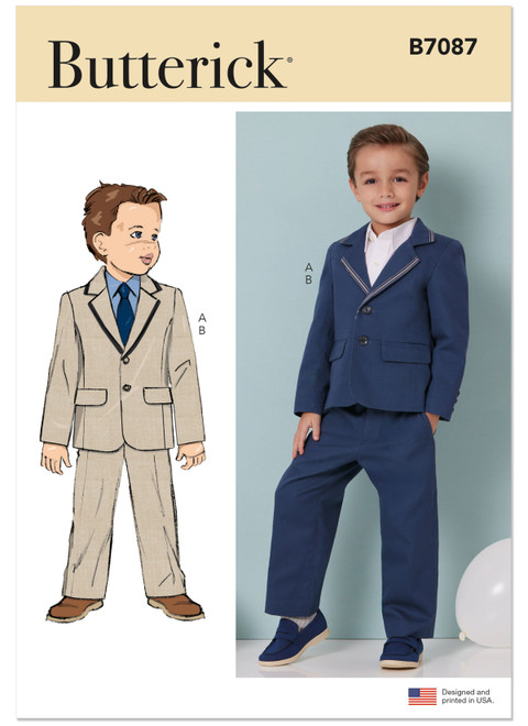 Butterick B7087 | Butterick Sewing Pattern Boys' Blazer and Pants | Front of Envelope