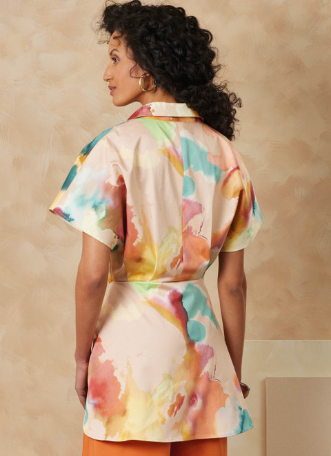 V2187 (PDF) | Vogue Patterns Misses' Wrap Front Shirt And Wide Leg