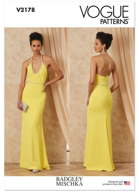 Vogue Patterns V2178 | Vogue Patterns Misses' Halter Gown by Badgley Mischka | Front of Envelope