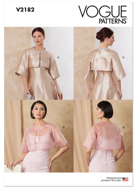 Vogue Patterns V2182 | Vogue Patterns Misses' Bolero Jackets | Front of Envelope