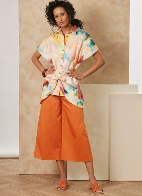 V2187 | Vogue Patterns Misses' Wrap Front Shirt And Wide Leg Pants
