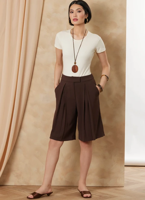 Vogue Patterns V2188 | Vogue Patterns Misses' Structured Top With Tie Belt, Shorts And Pants