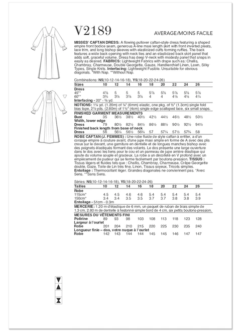 Vogue Patterns V2189 | Vogue Patterns Misses' Caftan Dress | Back of Envelope