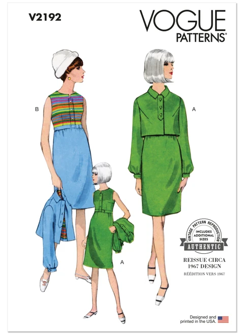 Vogue Patterns V2192 | Vogue Patterns 1960s Misses' Vintage Dress And Jacket | Front of Envelope