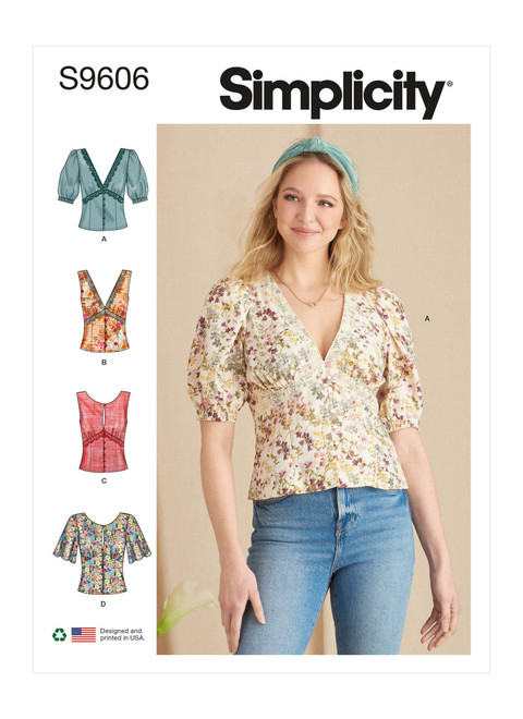 Simplicity S9606 | Misses' Blouse | Front of Envelope