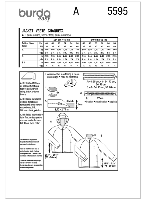 Burda Style BUR5595 | Burda Style Pattern 5595 Men's Jackets | Back of Envelope