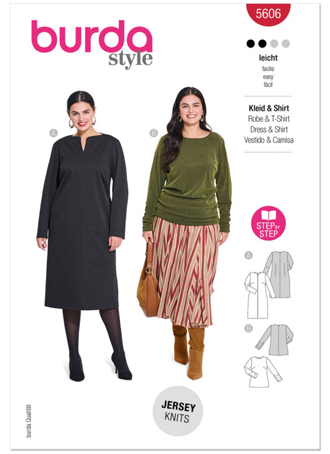 Burda Style BUR5606 | Burda Style Pattern 5606 Misses' Dress and Shirt | Front of Envelope