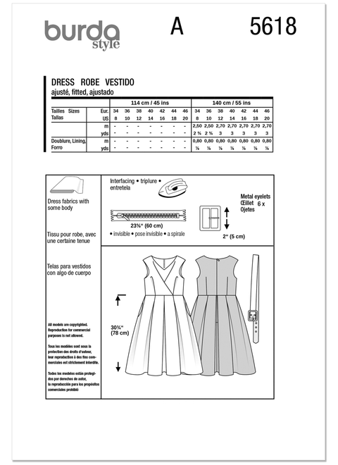 Burda Style BUR5618 | Burda Style Pattern 5618 Misses' Dress | Back of Envelope