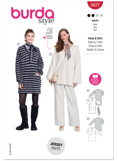 Burda Style BUR5627 | Burda Style Pattern 5627 Misses' Dress and Sweater | Front of Envelope