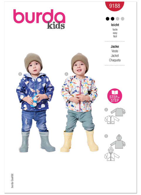 Burda Style BUR9188 | Burda Style Pattern 9188 Toddler's Jackets | Front of Envelope