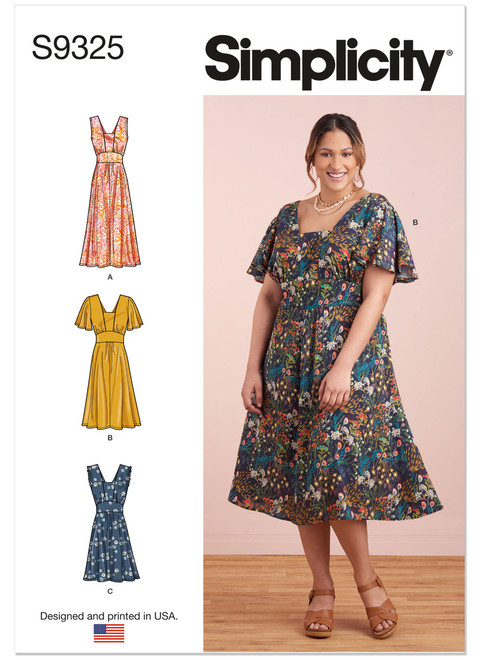 Simplicity S9325 | Misses' & Women's Dress with Length and Sleeve Variations | Front of Envelope
