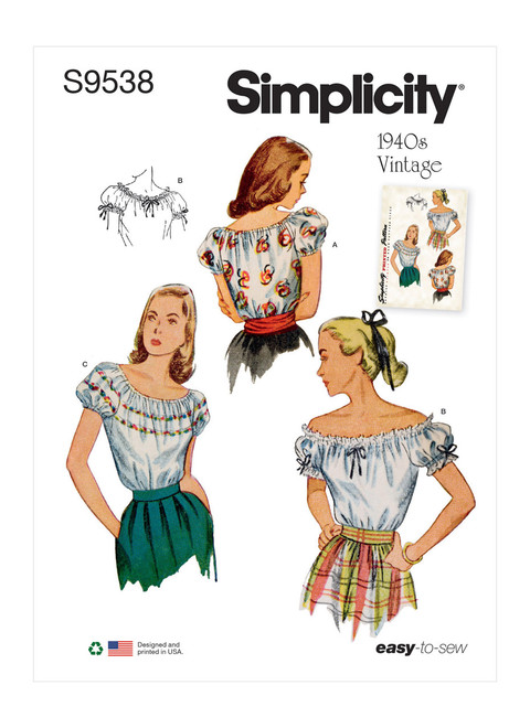 Simplicity S9538 | Misses' Blouses | Front of Envelope