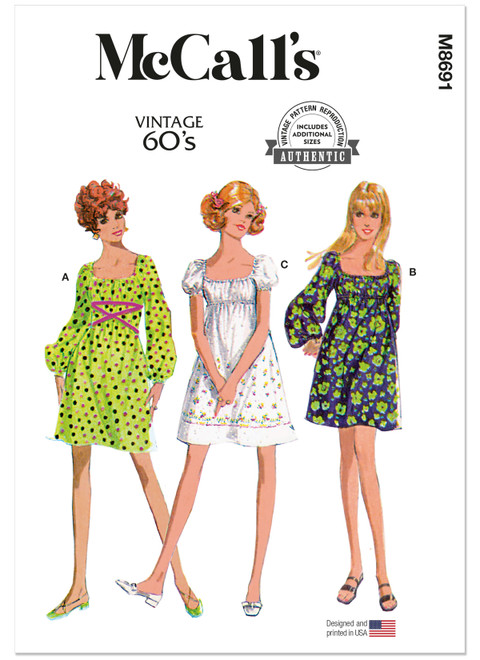 McCall's M8691 | McCall's Sewing Pattern Misses' Dress with Sleeve Variations | Front of Envelope
