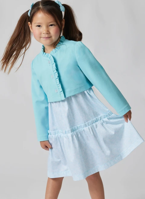 Simplicity S3284 | Simplicity Sewing Pattern Children's Knit Ruffle Cardigan & Tiered Dress Set