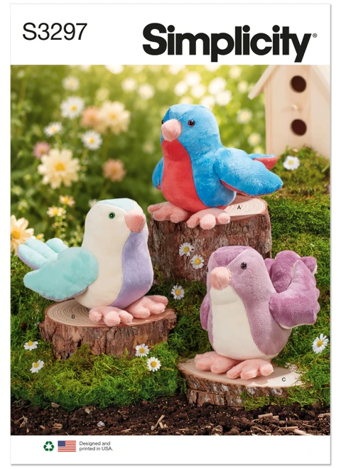 Simplicity S3297 | Simplicity Sewing Pattern Plush Birds | Front of Envelope