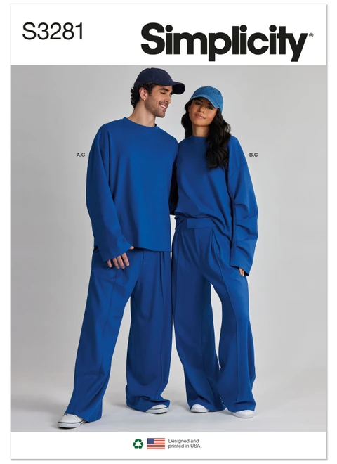 Simplicity S3281 | Simplicity Sewing Pattern Unisex Knit Top and Pants | Front of Envelope