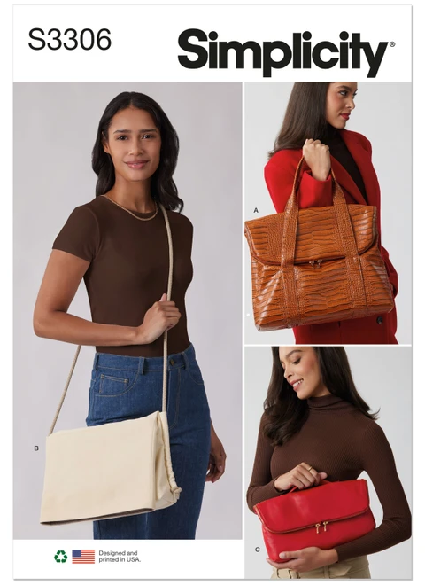 Simplicity S3306 | Simplicity Sewing Pattern Foldover Flap Bags | Front of Envelope