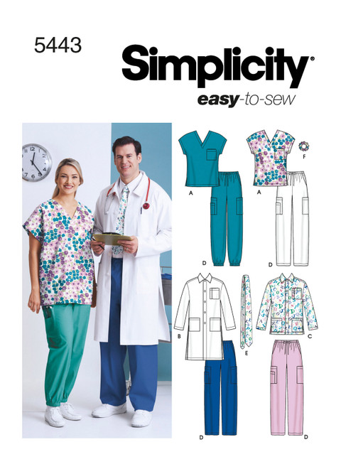 Simplicity S5443 | Women's & Men's Plus Size Scrubs | Front of Envelope