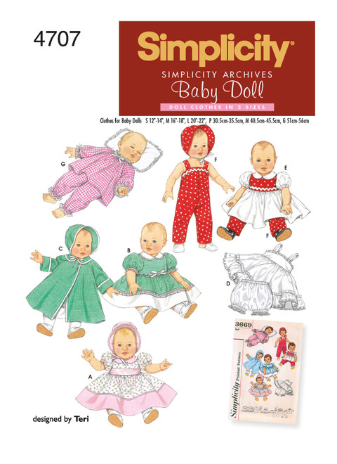 Simplicity S4707 | 1950s Vintage Baby Doll Clothes | Front of Envelope