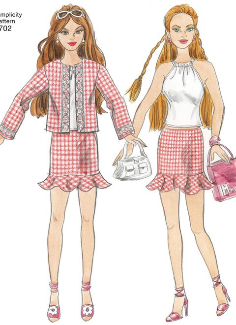 E722 Copy of 11-1/2 Fashion Doll Clothes Pattern 869 