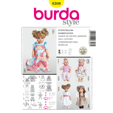 Burda Style BUR8308 | Doll Clothes | Front of Envelope