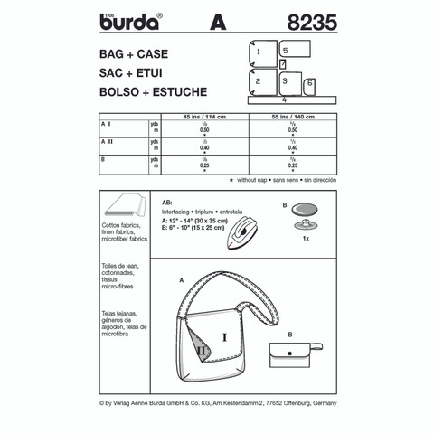 Burda Style BUR8235 | Bag & Case | Back of Envelope