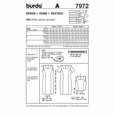 Burda Style BUR7972 | Dress | Back of Envelope